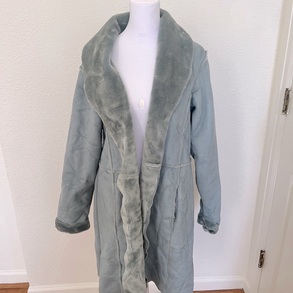 Vintage Light Blue Faux Fur Coat